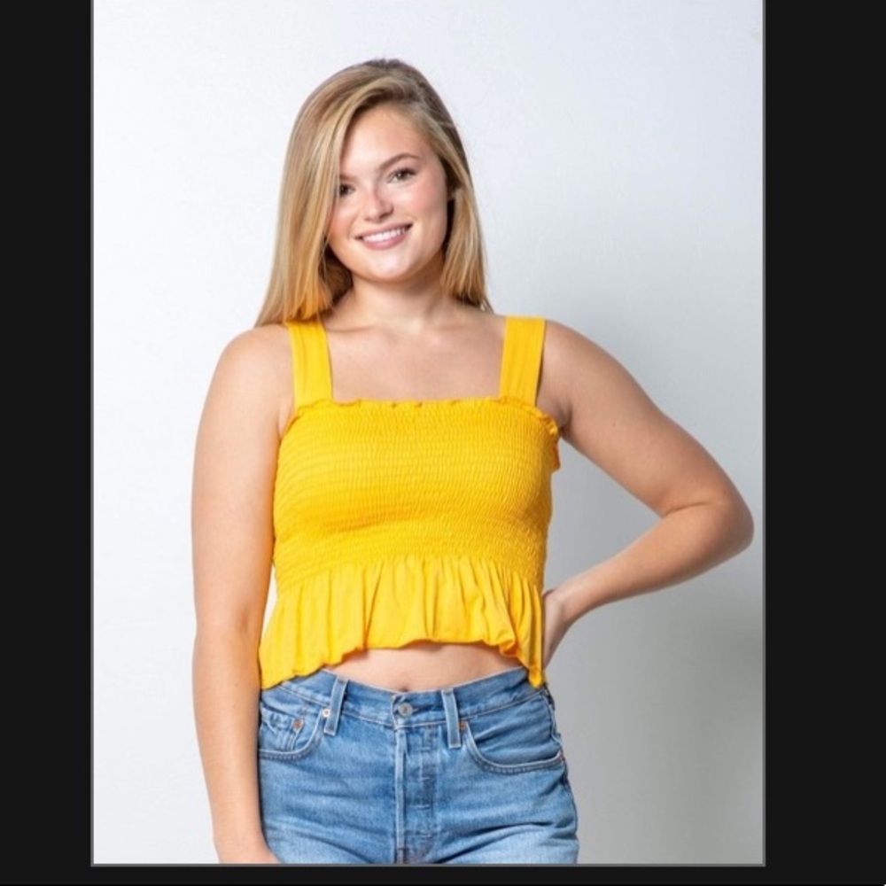 Blue blush yellow smock tank top